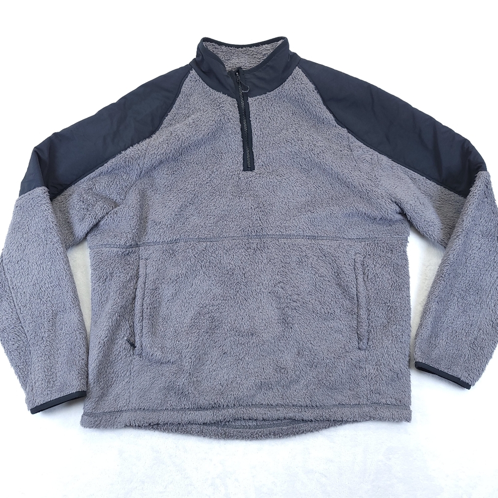 Outerknown Jacket Men XL Gray Skyline Fleece Sherpa 1/4 Zip Pullover Long Sleeve